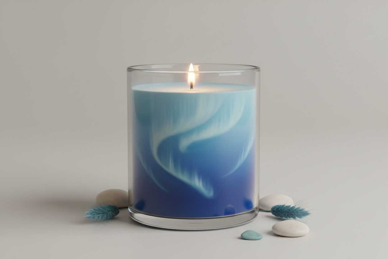 utan bildtext,aurora vegan organisk doftljus blå